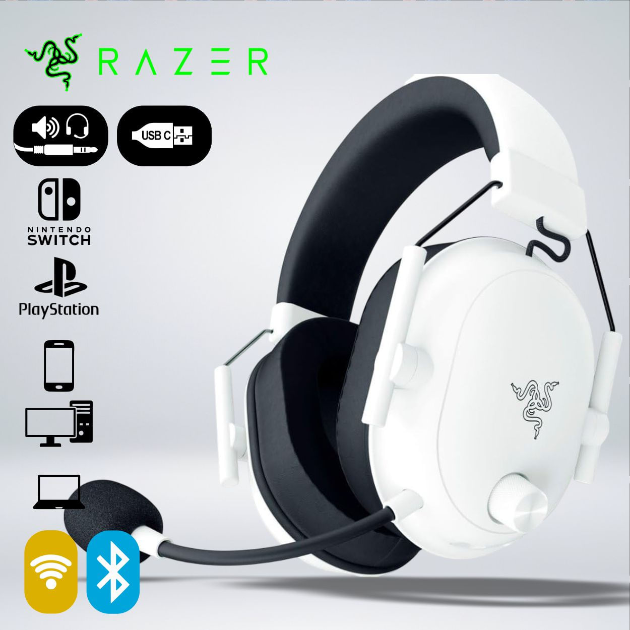 AUDIFONO GAMER BLACKSHARK V2 HYPERSPEED BT 5.2 THX SPATIAL AUDIO BLANCO