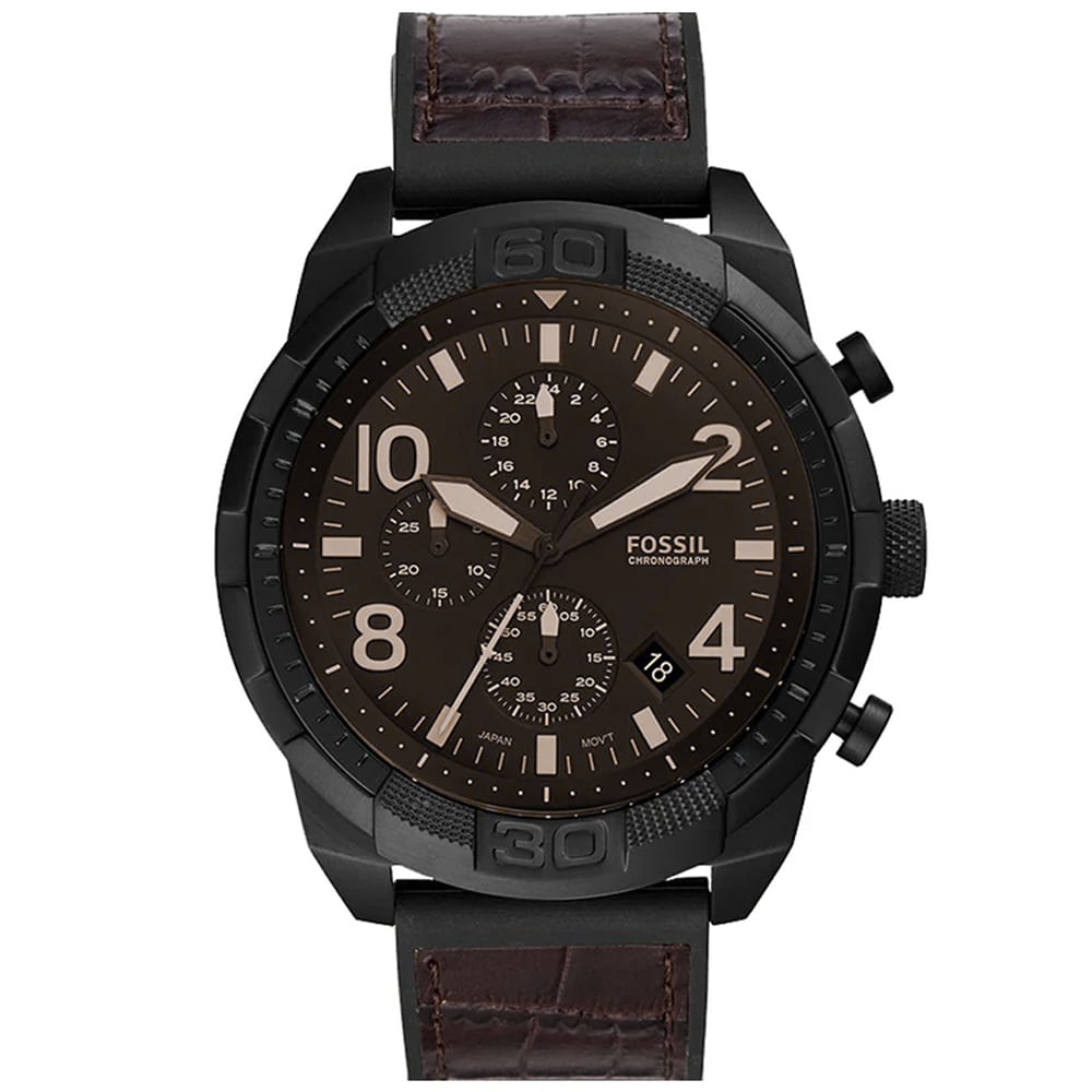 Reloj Fossil Bronson FS5713 Fecha Cronómetro Acero Inoxidable Correa de Silicona
