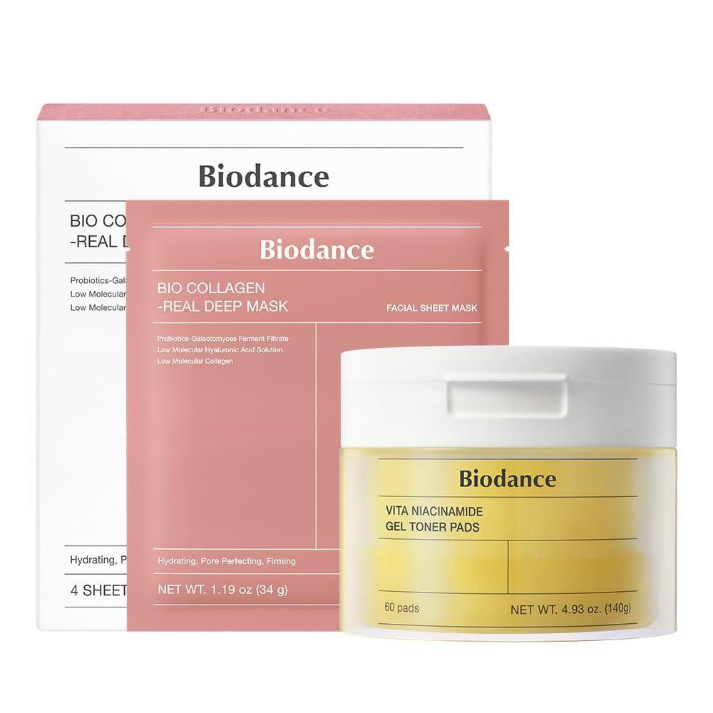 SET BIODANCE MASCARILLA BIOCOLÁGENO & ALMOHADILLAS NIACINAMIDA 60 UND