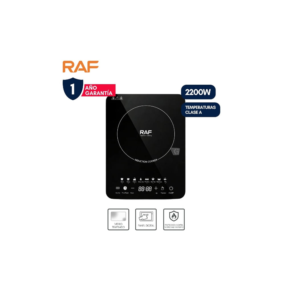 COCINA DE INDUCCIÓN RAF R.8104 1 HORNILLA PANTALLA LED 2200W