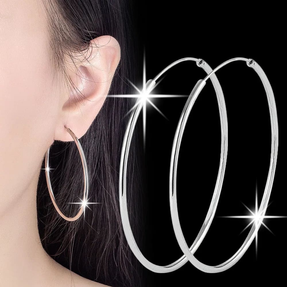 ARGOLLAS BAÑADAS PLATA 925 5 CM ARETES GRANDES LUJO MODA ESTILO QUE ENAMORA