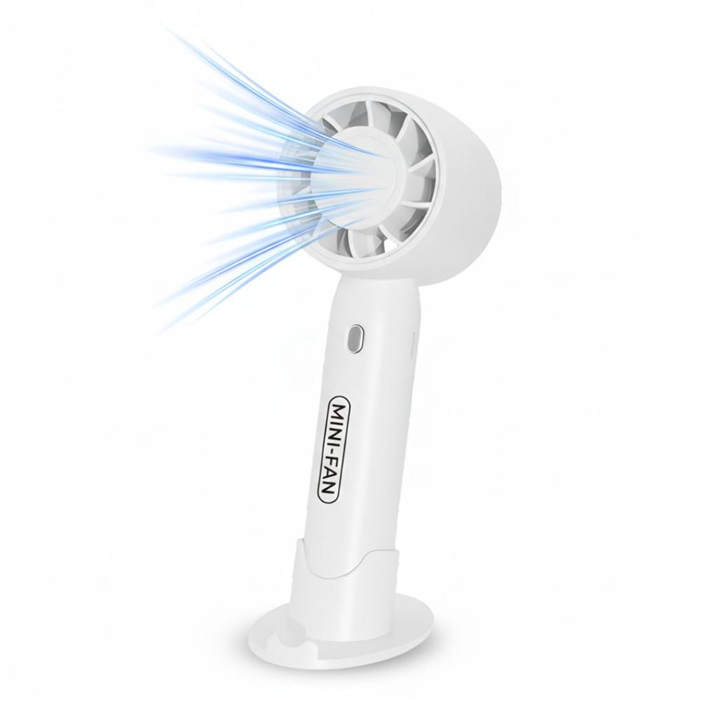Ventilador de Mano Portátil Portatil T-10 Recargable 2 en 1 con Soporte Para Celular Blanco