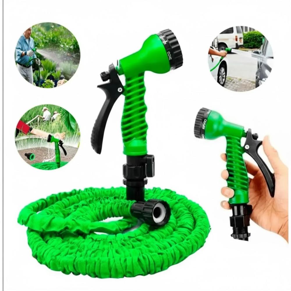Manguera Expandible Pistola de Riego 15 Metros Verde 7 MODOS DE CHORRO
