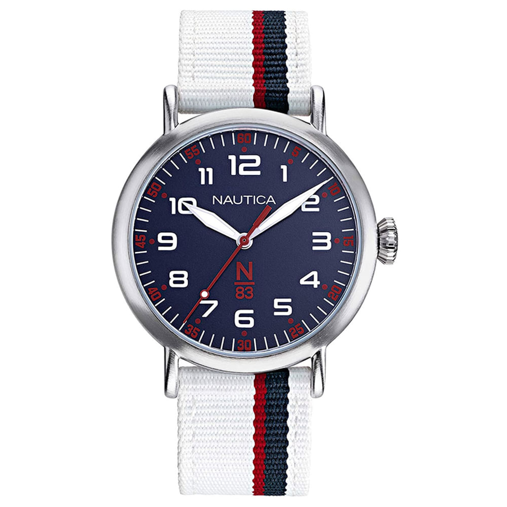 Reloj Nautica Wakeland NAPWLA902 Correa de Nylon Blanco Dial Azul
