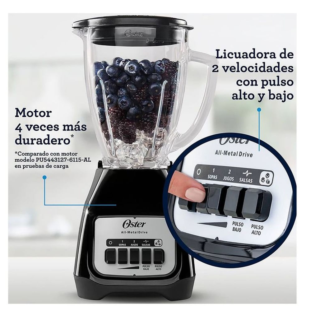 Licuadora Oster 2 Velociades + Pulsador Tritura Hielo BLSTKAG-BPB