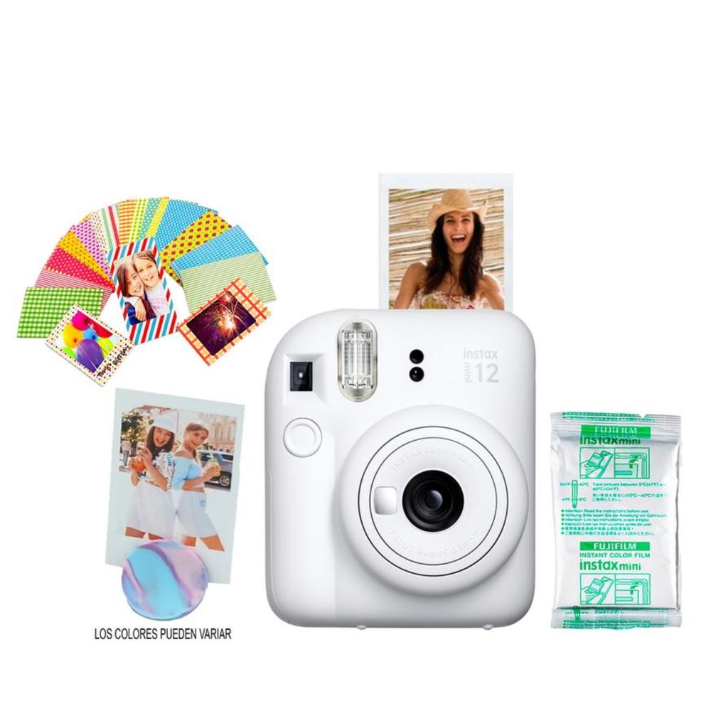 Cámara Instax Fujifilm Mini12 Arcilla Blanca - Kit Regalo - Pack Película x10