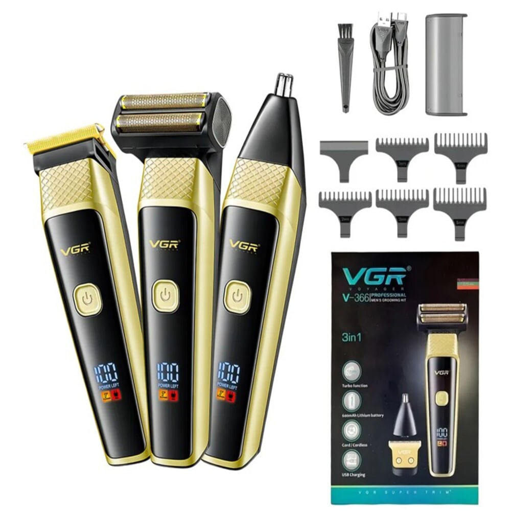 KIT Cortadora Personal Trimmer-Shaver-Nasal 3 en 1 VGR V-366