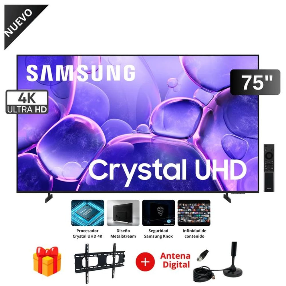 Televisor Samsung 75” Crystal UHD 4K 75U8000F + Rack + Antena