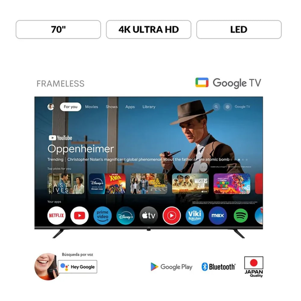 JVC 70 4K UHD LED con Control por Voz y Bluetooth  Modelo LT-70KB54