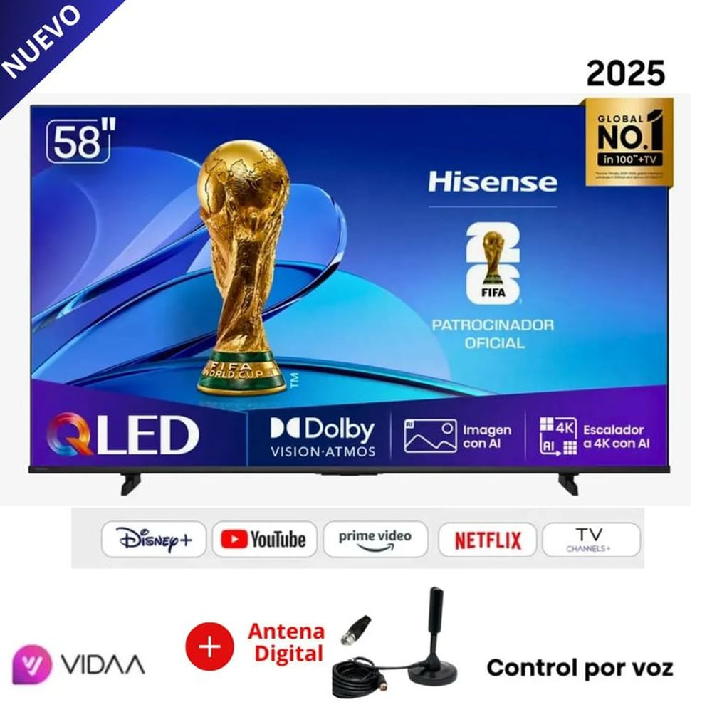 Televisor Hisense 58 58Q6QV QLED 4K 2025 + Antena Digital