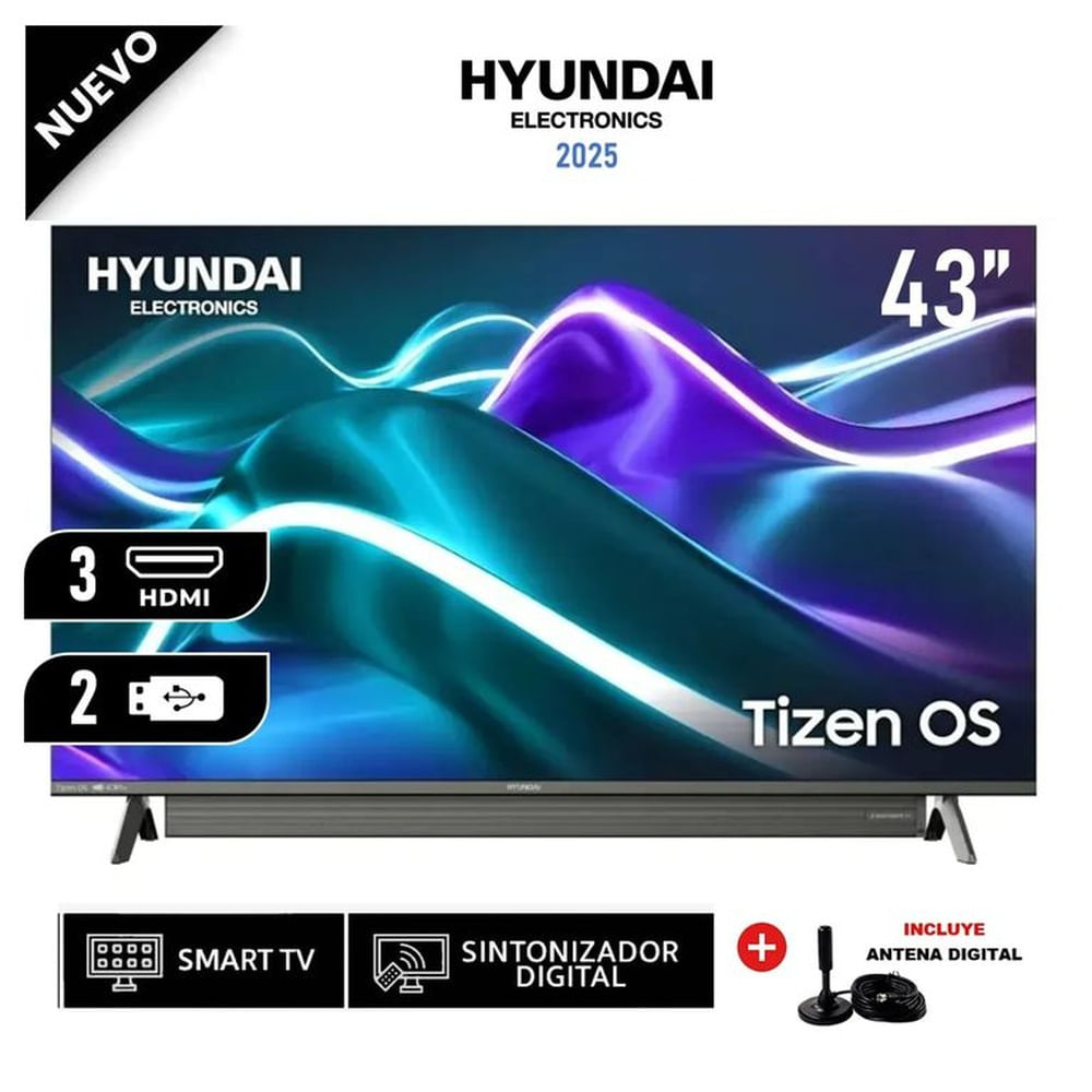 Televisor Hyundai 43 HYLED4329T LED Tizen OS Gris + Soundbar Integrado
