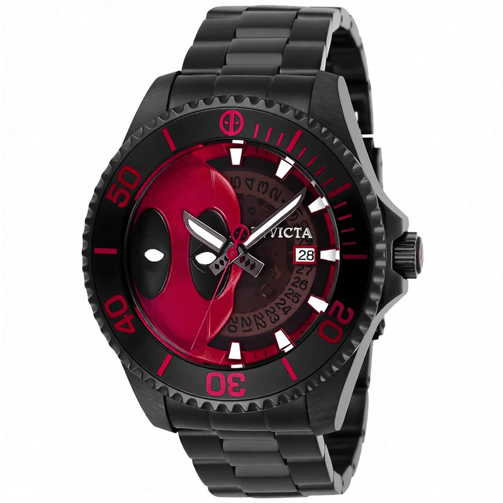 Reloj Invicta Marvel Deadpool 27153 Automático Edicion Limitada Fecha  Acero Inoxidable Negro Rojo