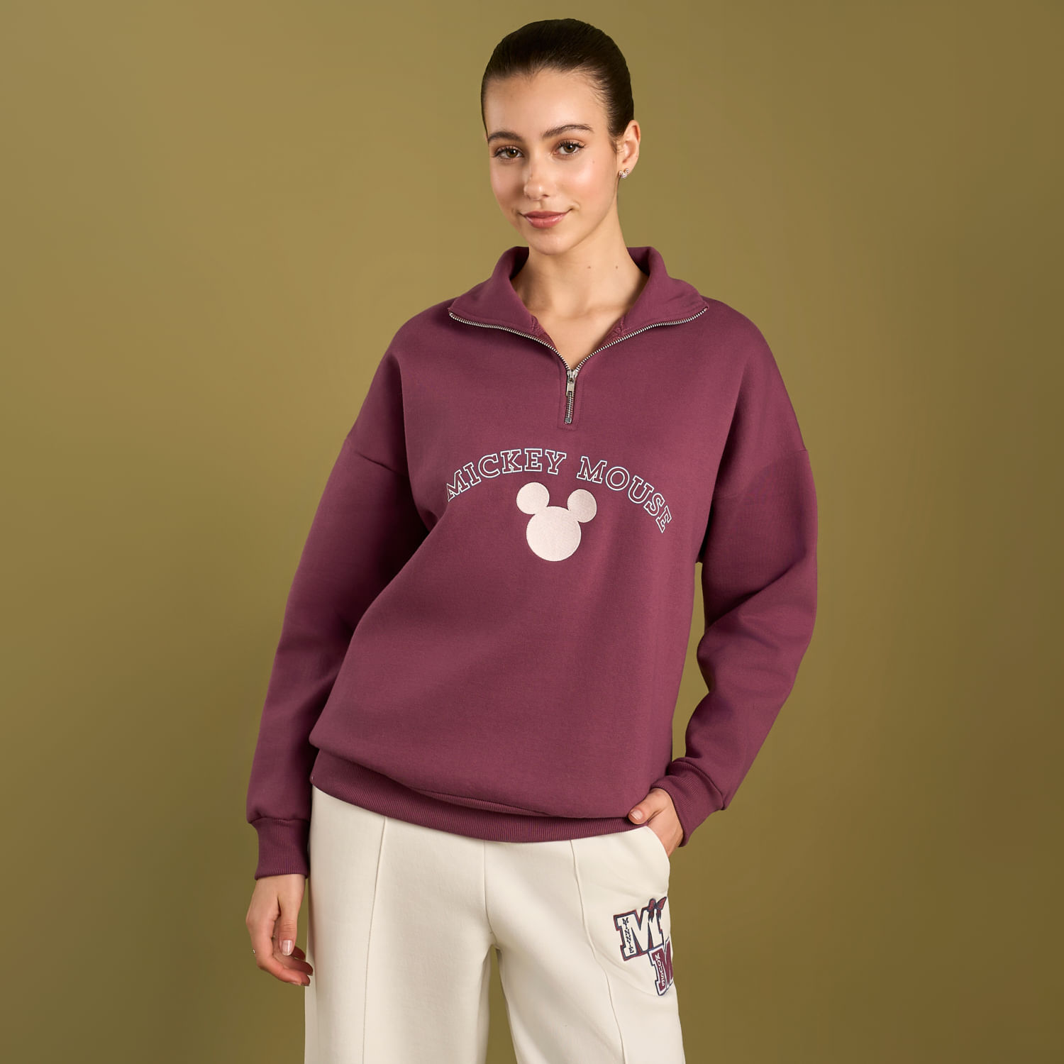 Polera Mujer Half Zip Disney