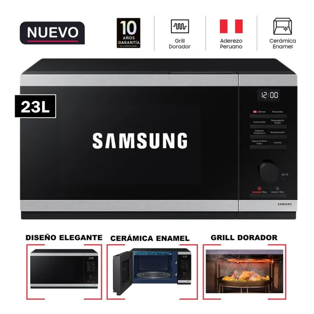 Horno Microondas Samsung 23 Lts con Dorador Grill MG23DG4524ATPE