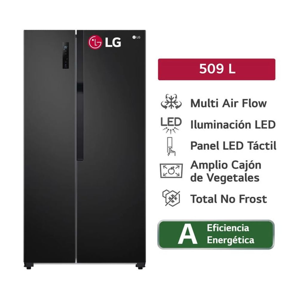 REFRIGERADORA GS51MPD LG 509 L MULTI AIR FLOW SIDE BY SIDE NEGRO