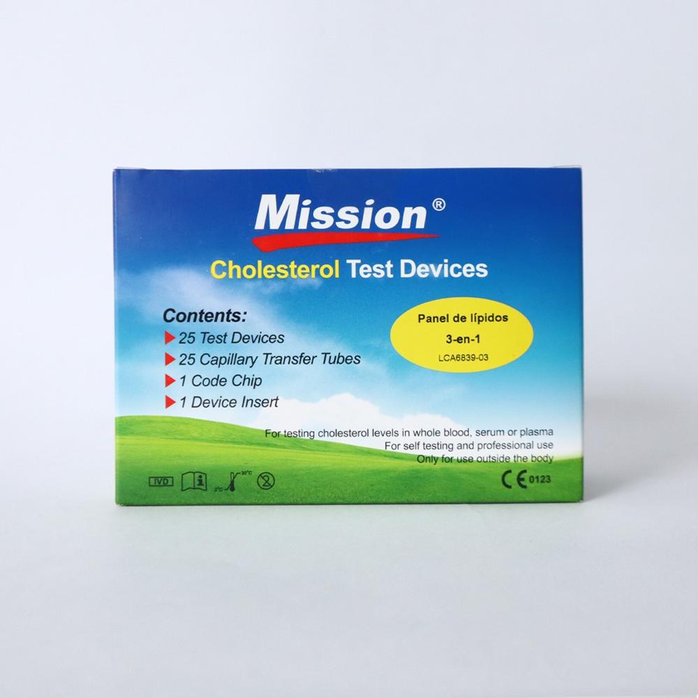 Tira Reactiva para Colesterol y Triglicéridos MISSION CAJA 25 UND
