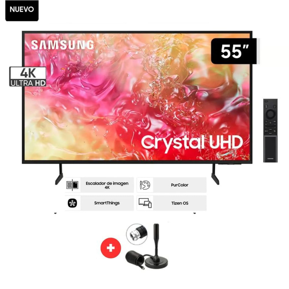 Televisor Samsung LED 55 Crystal UHD 4K Tizen OS Smart TV 55DU7000 + ANTENA DIGITAL