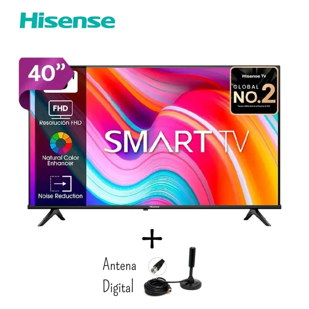 TELEVISOR HISENSE 40 FHD SMART TV CON BLUETOOTH 40A4K + Antena