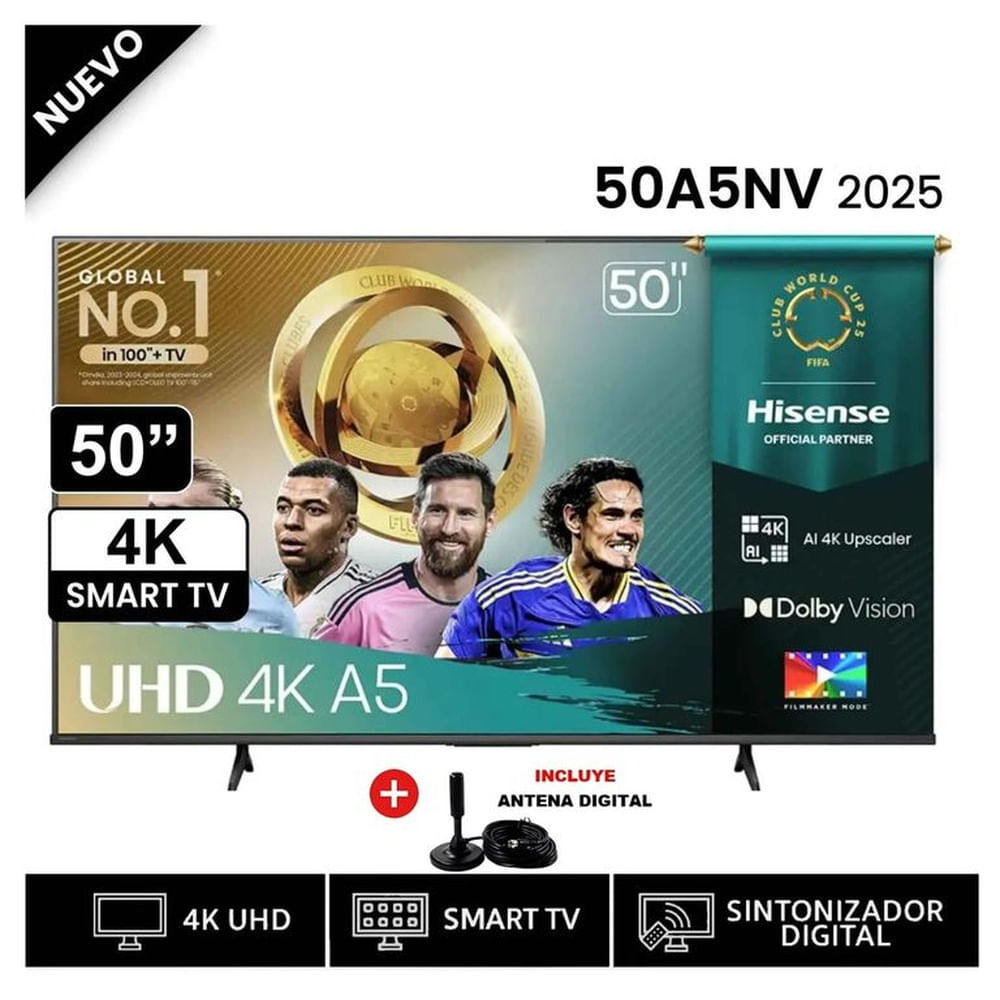 Televisor Hisense Led 50 Smart UHD 4K VIDAA 50A5NV 2025 + Antena Digital