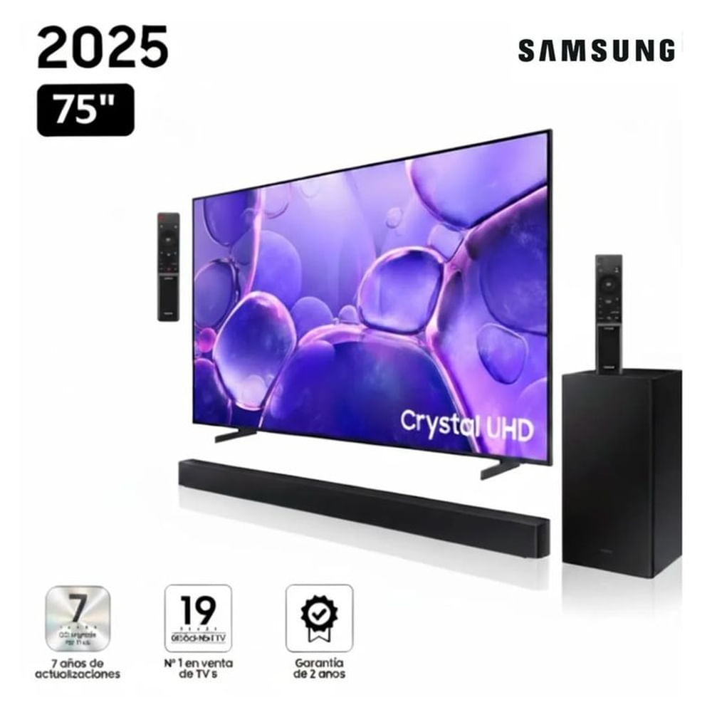 Televisor SAMSUNG CRYSTAL UHD 75 4K Smart TV UN75U8000FGXPE + SOUNDBAR SAMSUNG B450