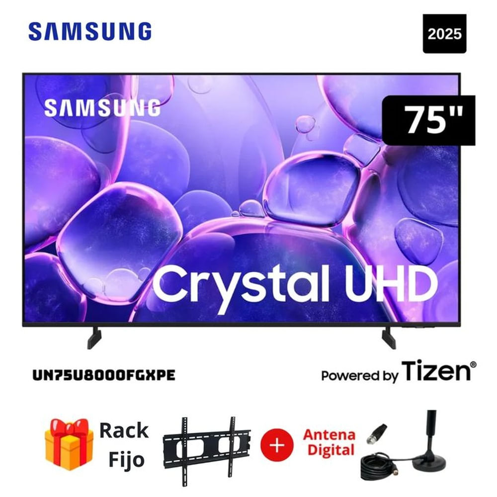 Televisor 75 Crystal Uhd U8000f Smart Tv 2025 + Rack + Rack Fijo