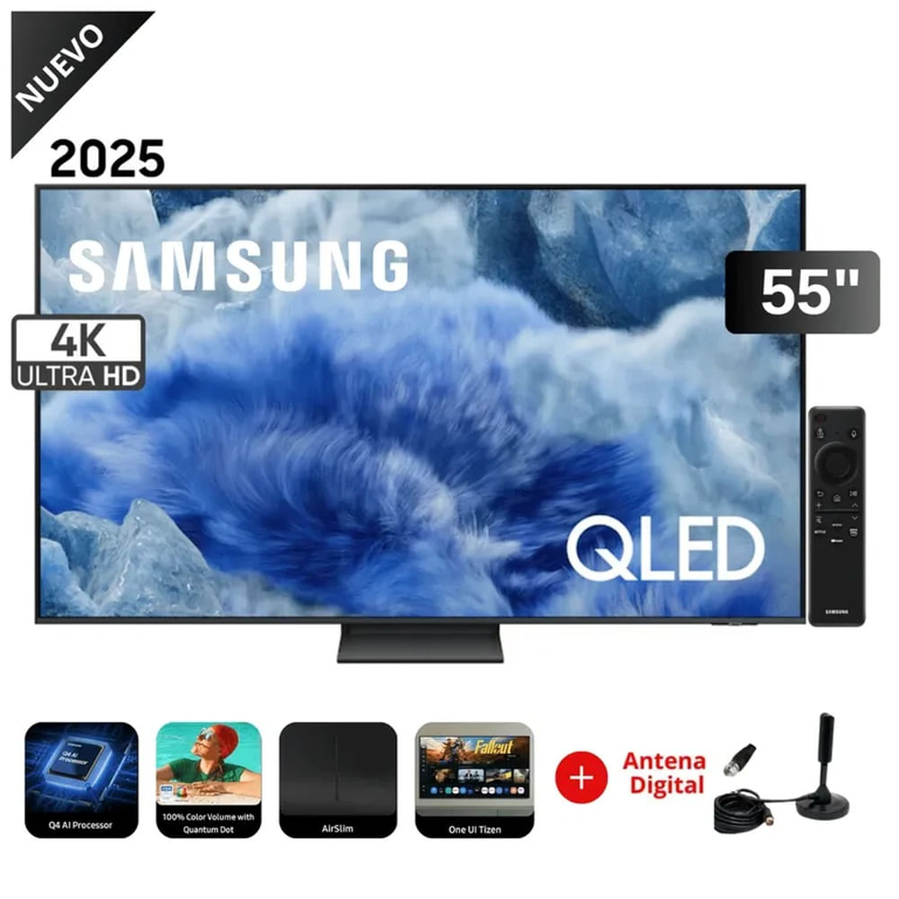 Televisor 55 pulgadas Samsung QLED 4k Control de voz QN55Q8FAAGXPE + Antena Digital