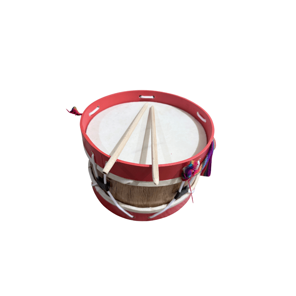 Mi Primer Tambor de Juguete - Instrumento Musical de Madera y Pintura Roja