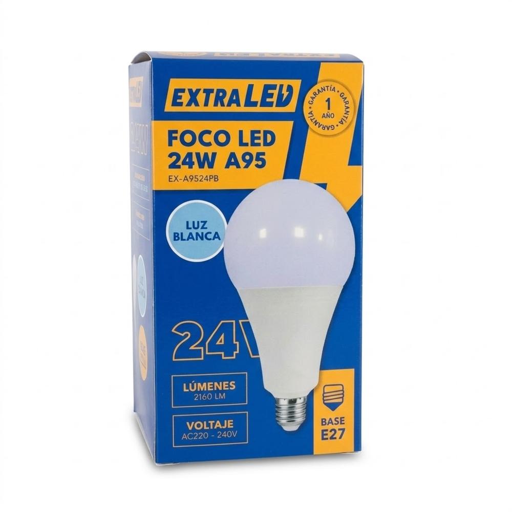 Foco LED 24W Luz Blanca ExtraLED E27 6500K Bajo Consumo Foco LED 24W Luz Blanca ExtraLED E27 6500K Bajo Consumo