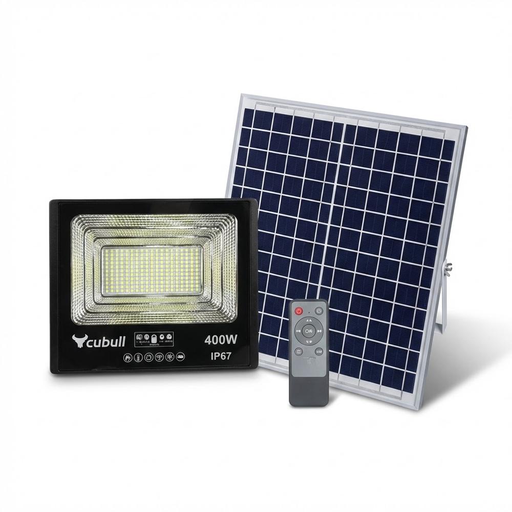 Reflector LED 400W Con Panel Solar IP67 - Control-  Accesorios - CUBULL