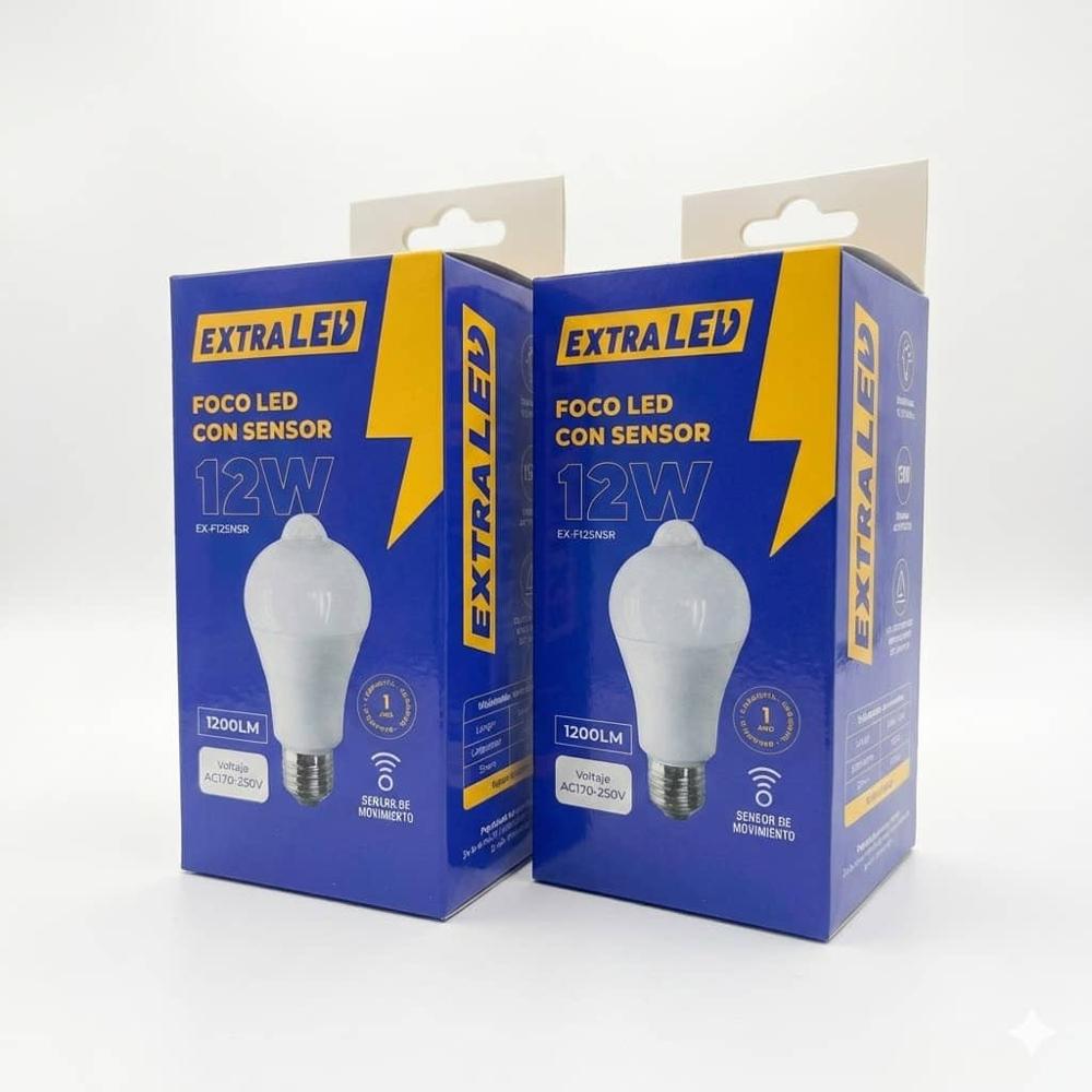Pack x2 Foco LED Sensor de Movimiento 12W E27 C Radar Extraled Pack x2 Foco LED Sensor de Movimiento 12W E27 C Radar Extraled