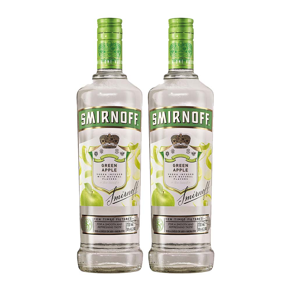 Pack Vodka SMIRNOFF Apple Botella 700ml x 2un