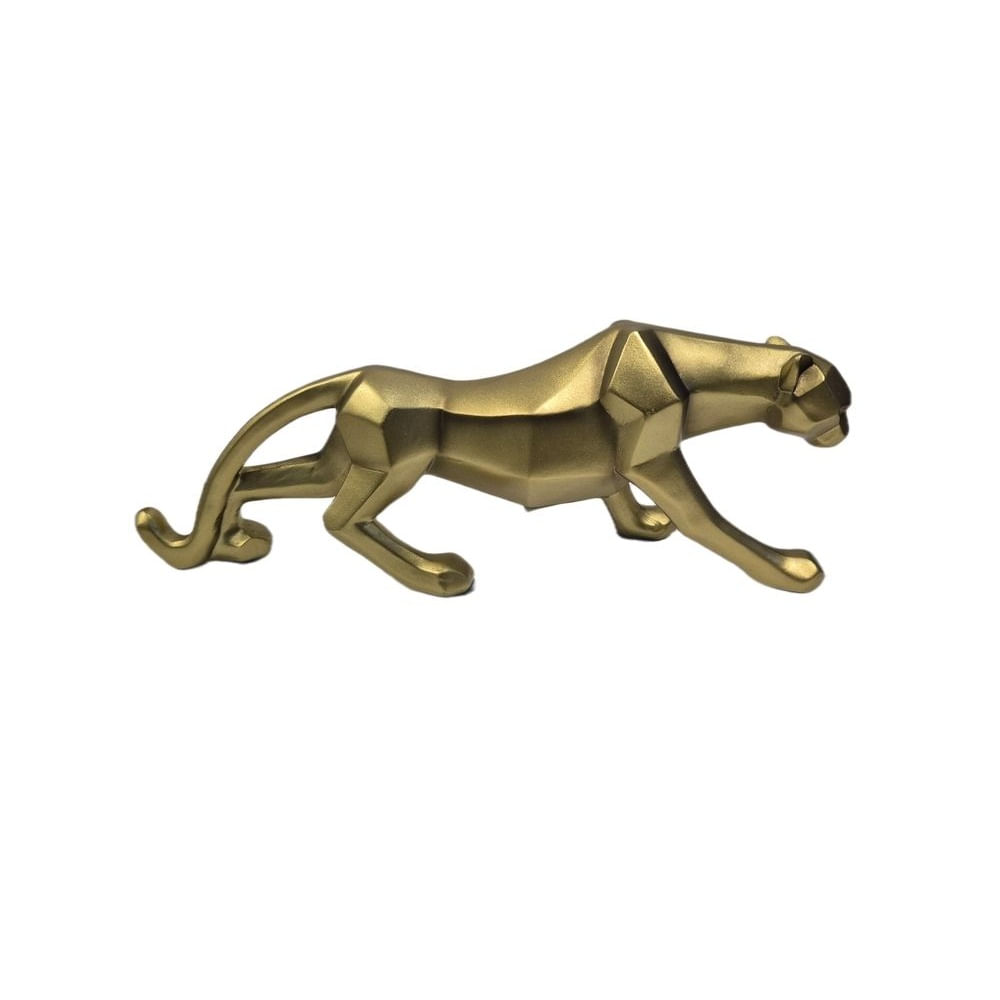 Figura Decorativa Felino Dorado Geométrico - Adorno Elegante para Sala Regalo Ideal