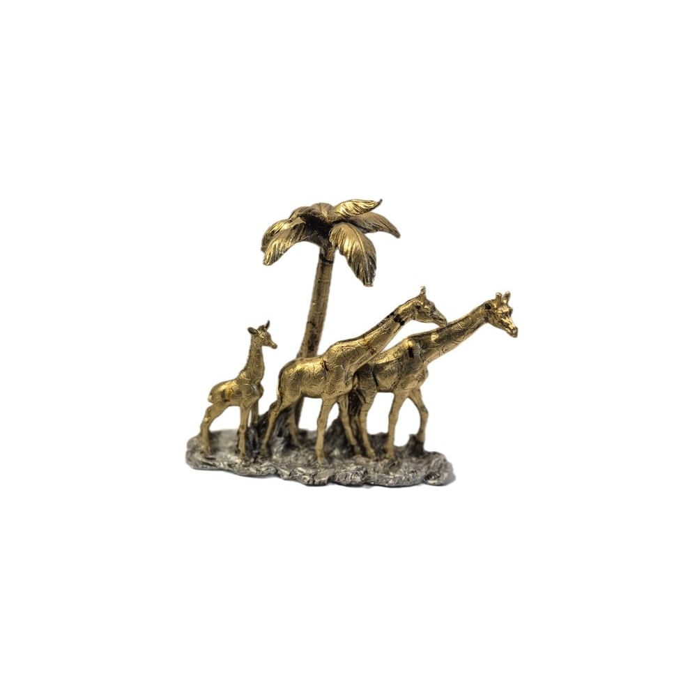 Figura Decorativa Jirafas Doradas con Palmera Adorno Elegante para Sala Regalo Ideal - 437-498553