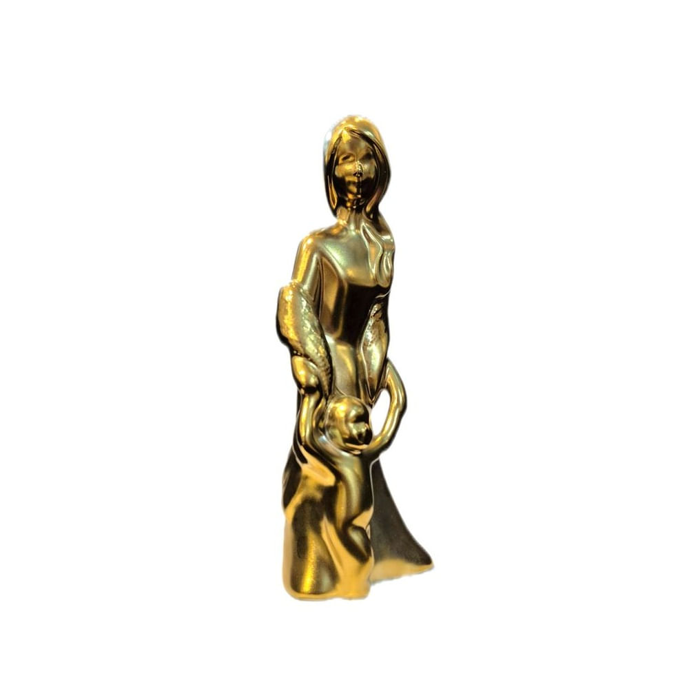 Adorno Decorativo Escultura Madre e Hijo Dorado - Adorno Elegante para Sala Regalo Ideal