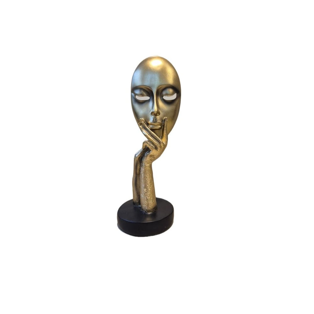 Adorno Decorativo Rostro Abstracto Dorado con Mano - Adorno Elegante para Sala Regalo Ideal