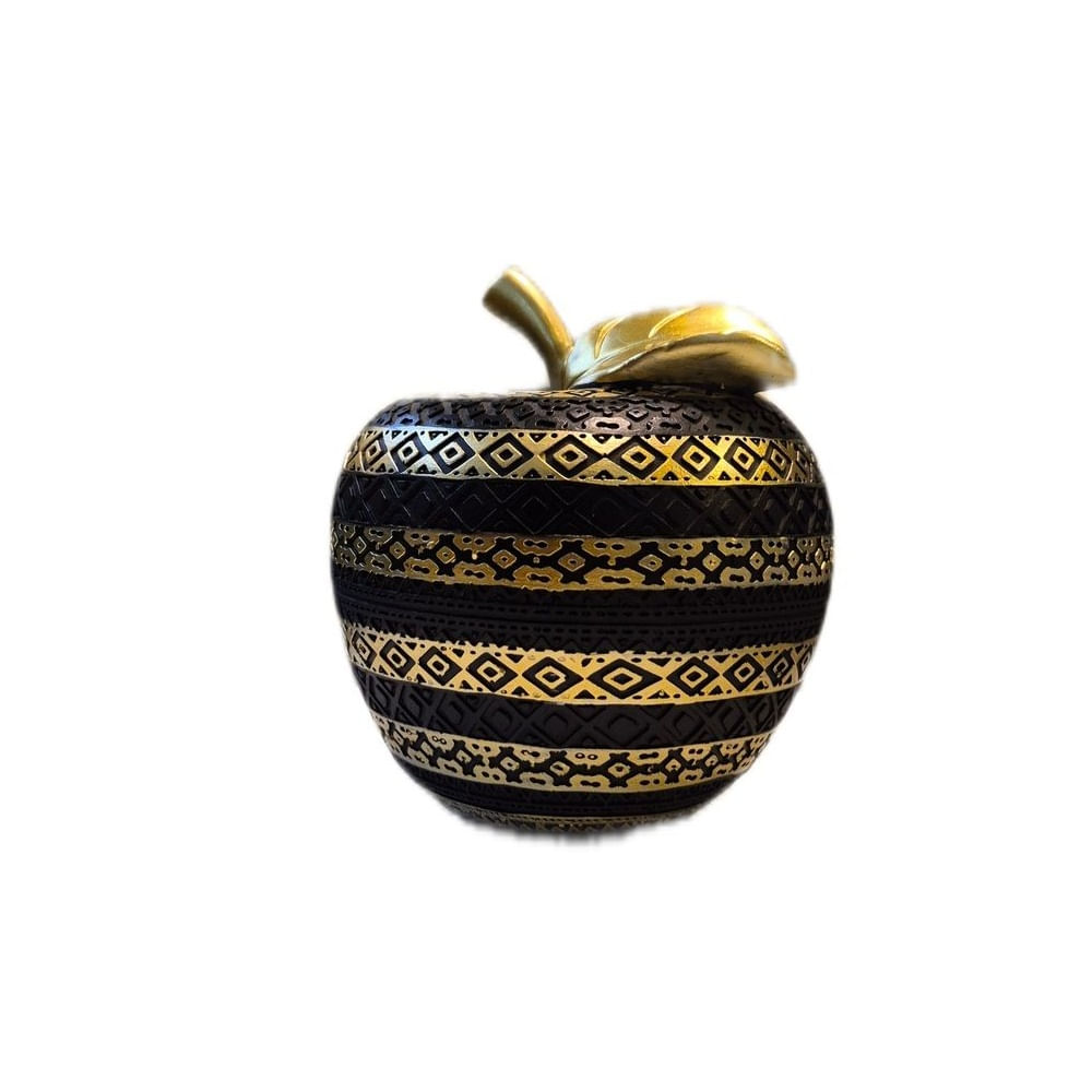 Figura Decorativa Manzana Negra con Detalles Dorados - Adorno Elegante para Sala Regalo Ideal