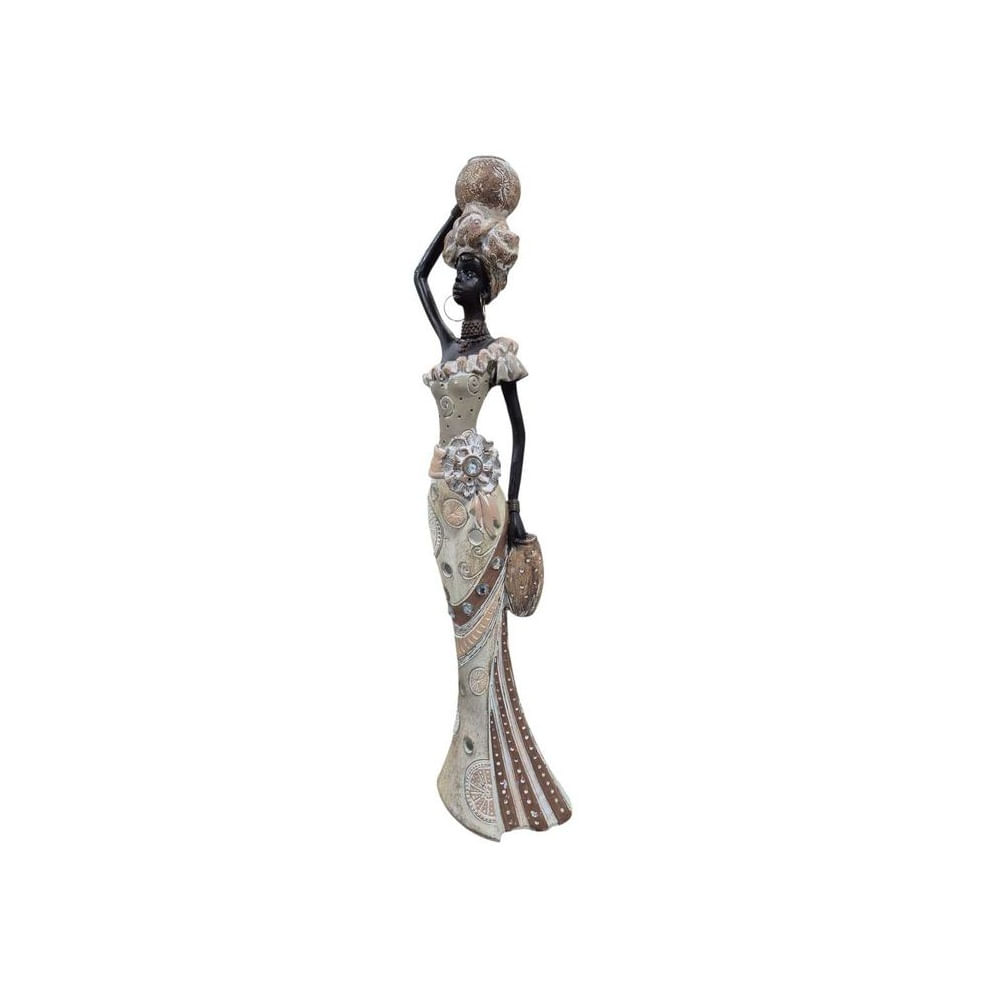 Escultura Decorativa Mujer Africana con Cántaro - Adorno Elegante para Sala Regalo Ideal