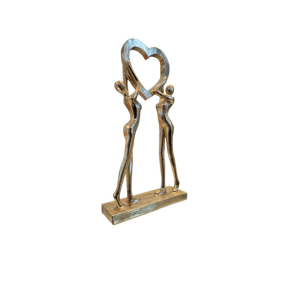 Adorno Decorativo Pareja con Corazón Color Dorado - Adorno Romántico Regalo Ideal para San Valentín