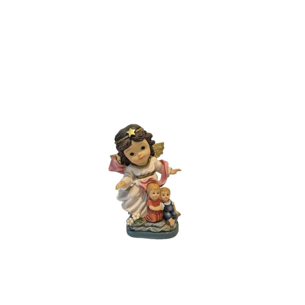 Figura Decorativa Ángel Guardián con Niños - Adorno Elegante para Sala Regalo Ideal