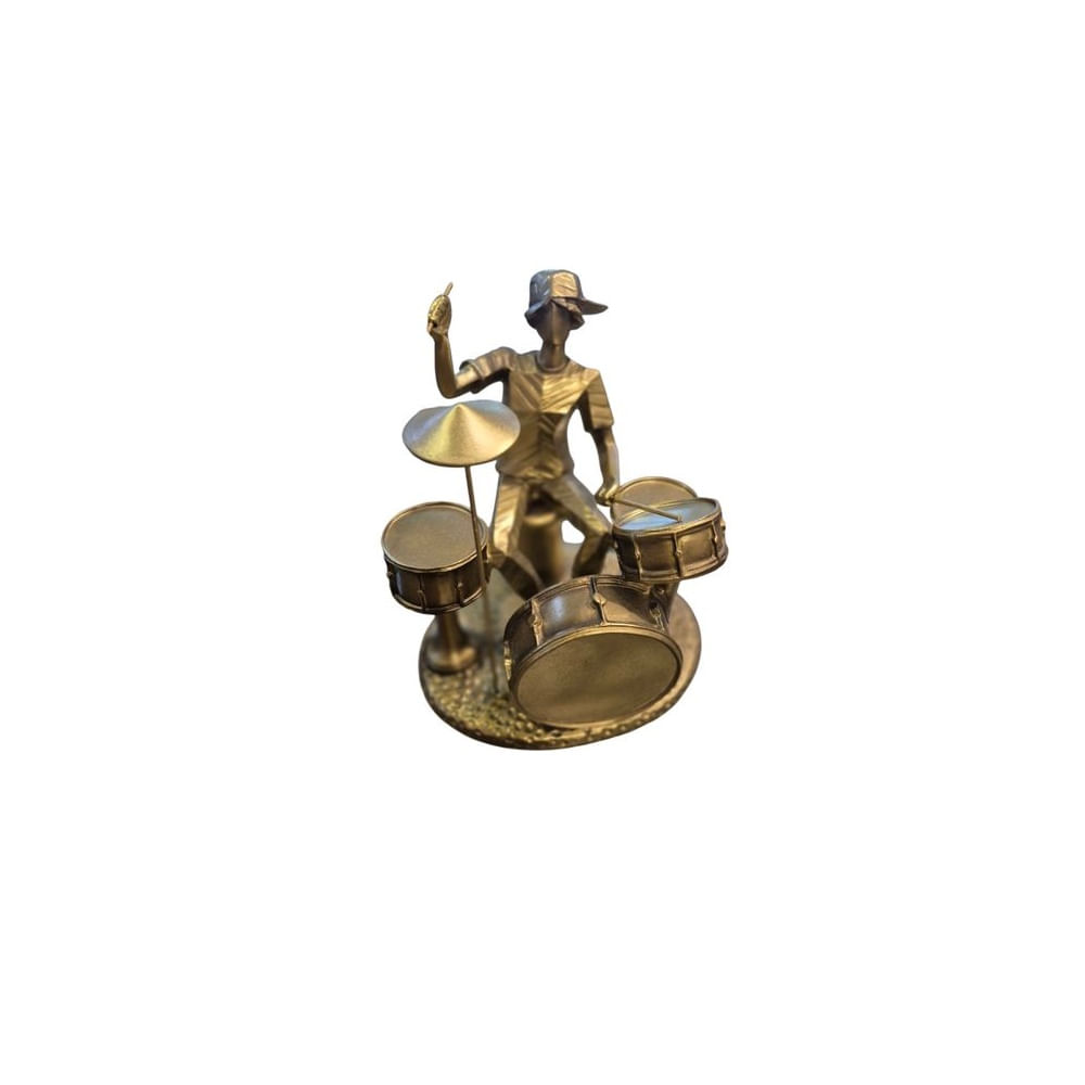 Figura Decorativa Músico Baterista Estilo Artístico Dorado - Adorno Elegante para Sala Regalo Ideal