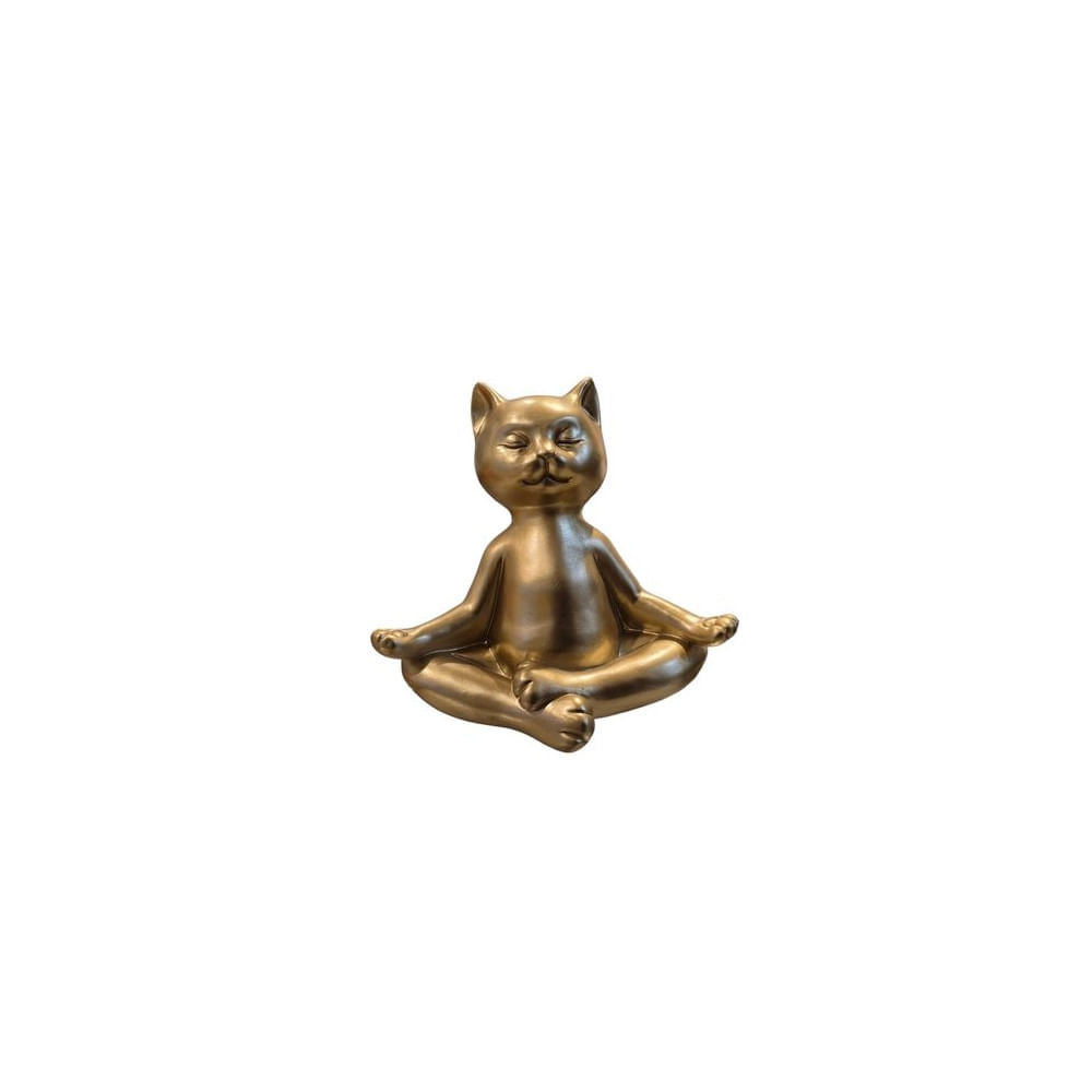 Figura Decorativa Gato Zen Dorado Meditación y Armonía - Adorno Elegante para Sala Regalo Ideal