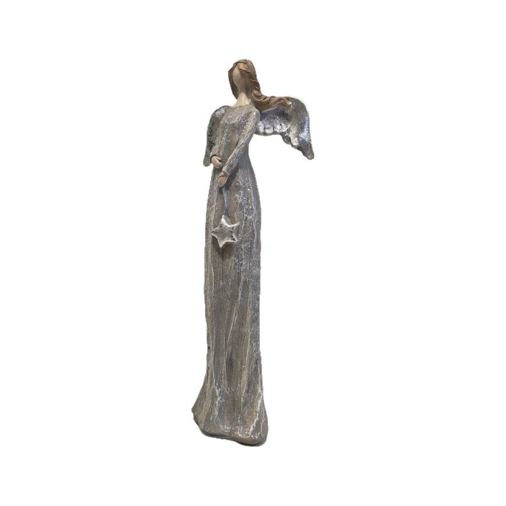 Adorno Decorativo Ángel con Estrella Tonos Plata y Gris - Adorno Elegante para Sala Regalo Ideal Plateado Adorno Decorativo Ángel con Estrella Tonos Plata y Gris - Adorno Elegante para Sala Regalo Ideal Plateado