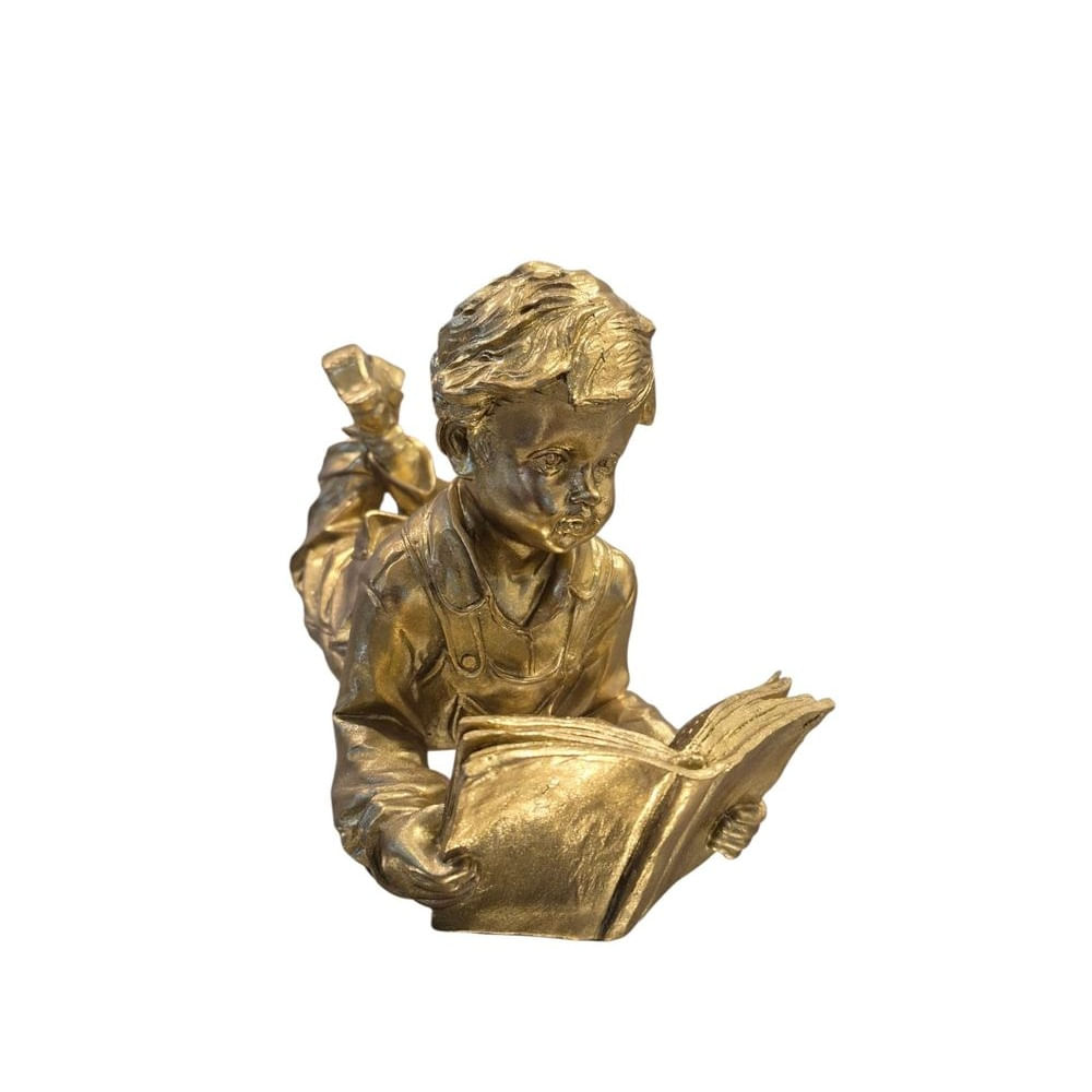 Escultura Decorativa Niño Leyendo Inocencia y Sabiduría - Adorno Elegante para Sala Regalo Ideal