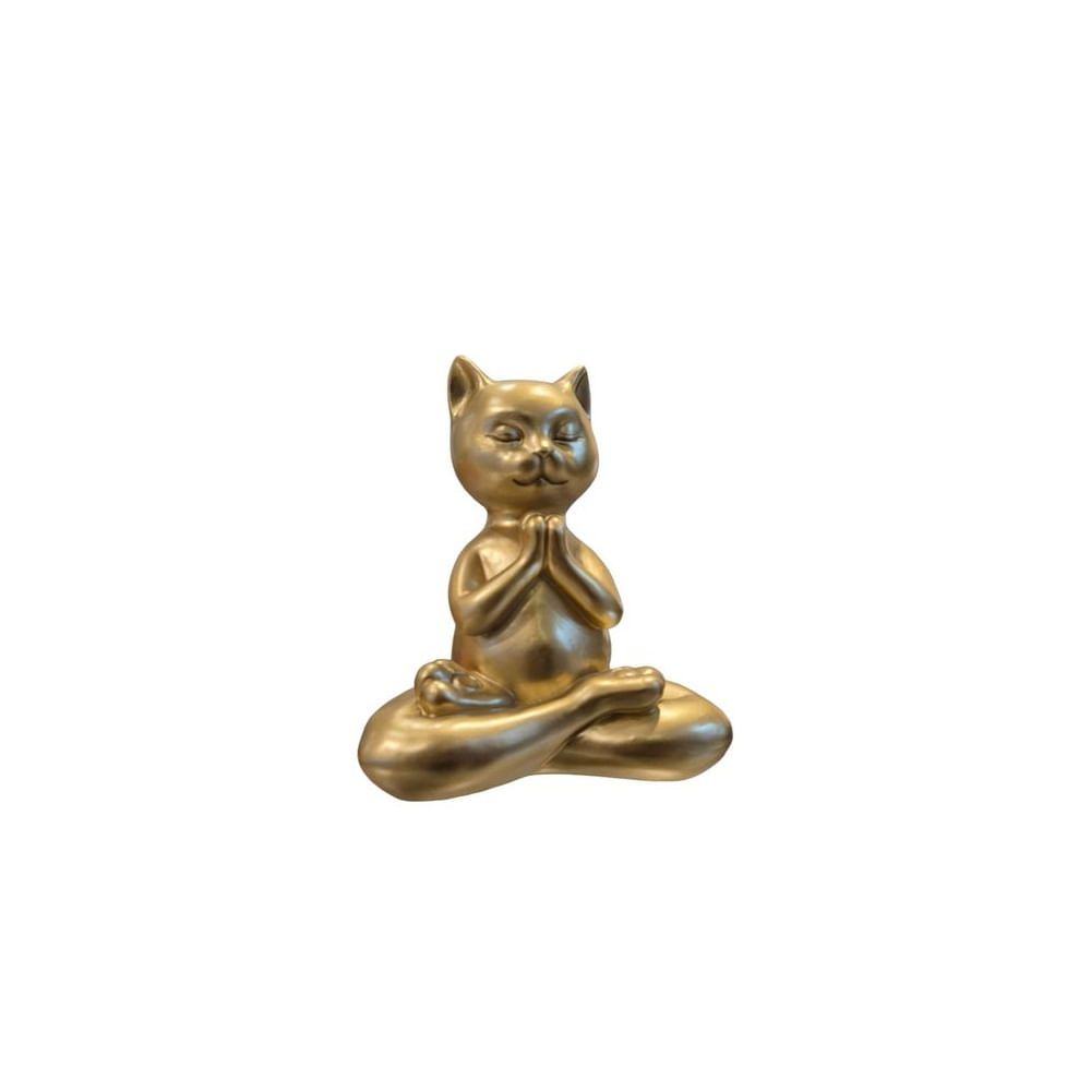 Figura Decorativa Gato Zen en Color Dorado - Adorno Elegante para Sala Regalo Ideal