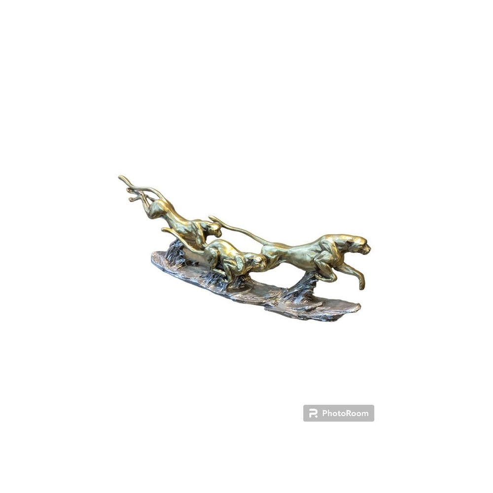 Escultura Decorativa Leopardos en Movimiento - Adorno Elegante para Sala Regalo Ideal