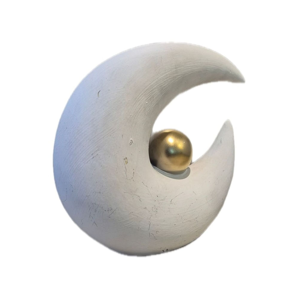 Escultura Decorativa Luna con Esfera Dorada - Adorno Elegante para Sala Regalo Ideal