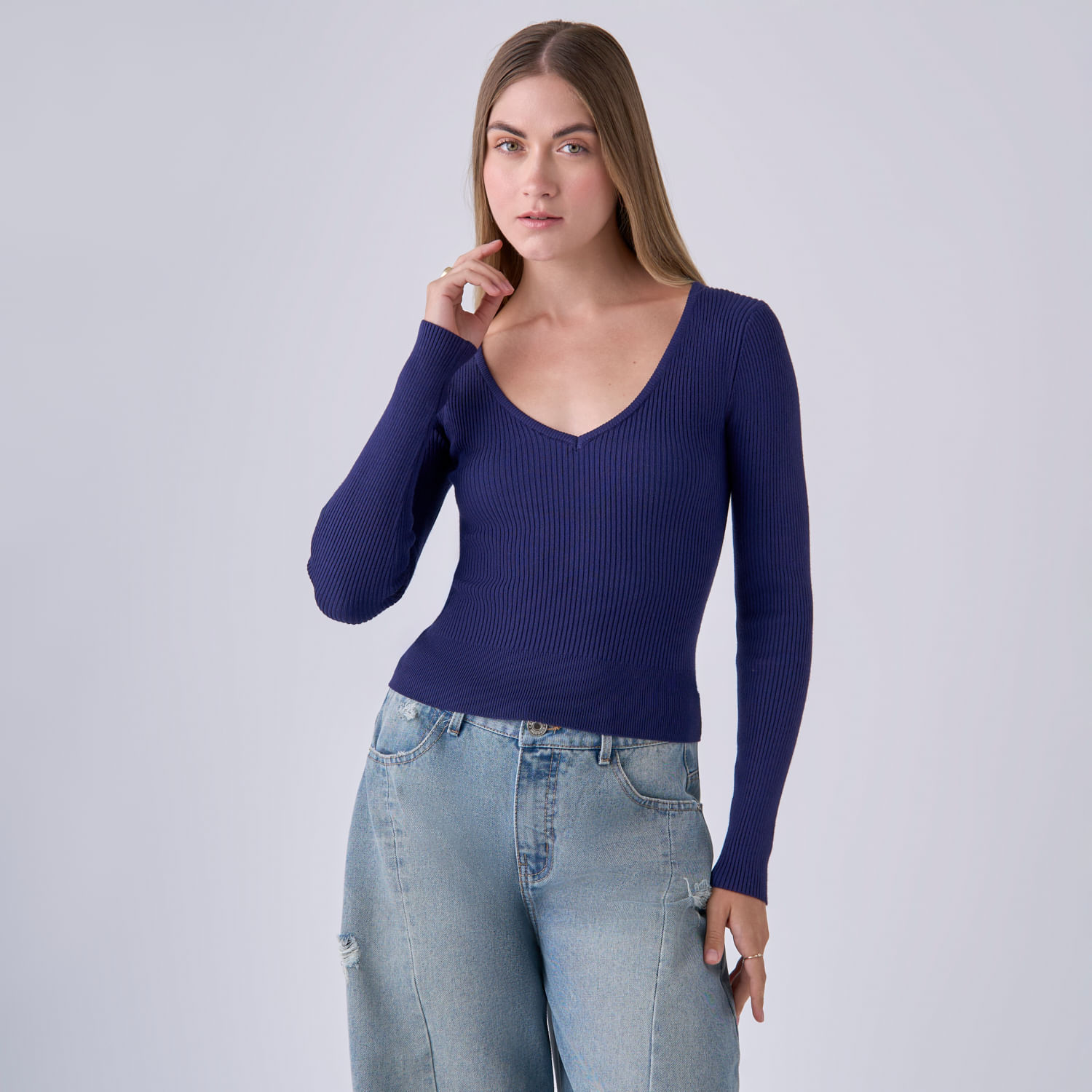 Chompa Mujer Neck Hypnotic Manga Larga