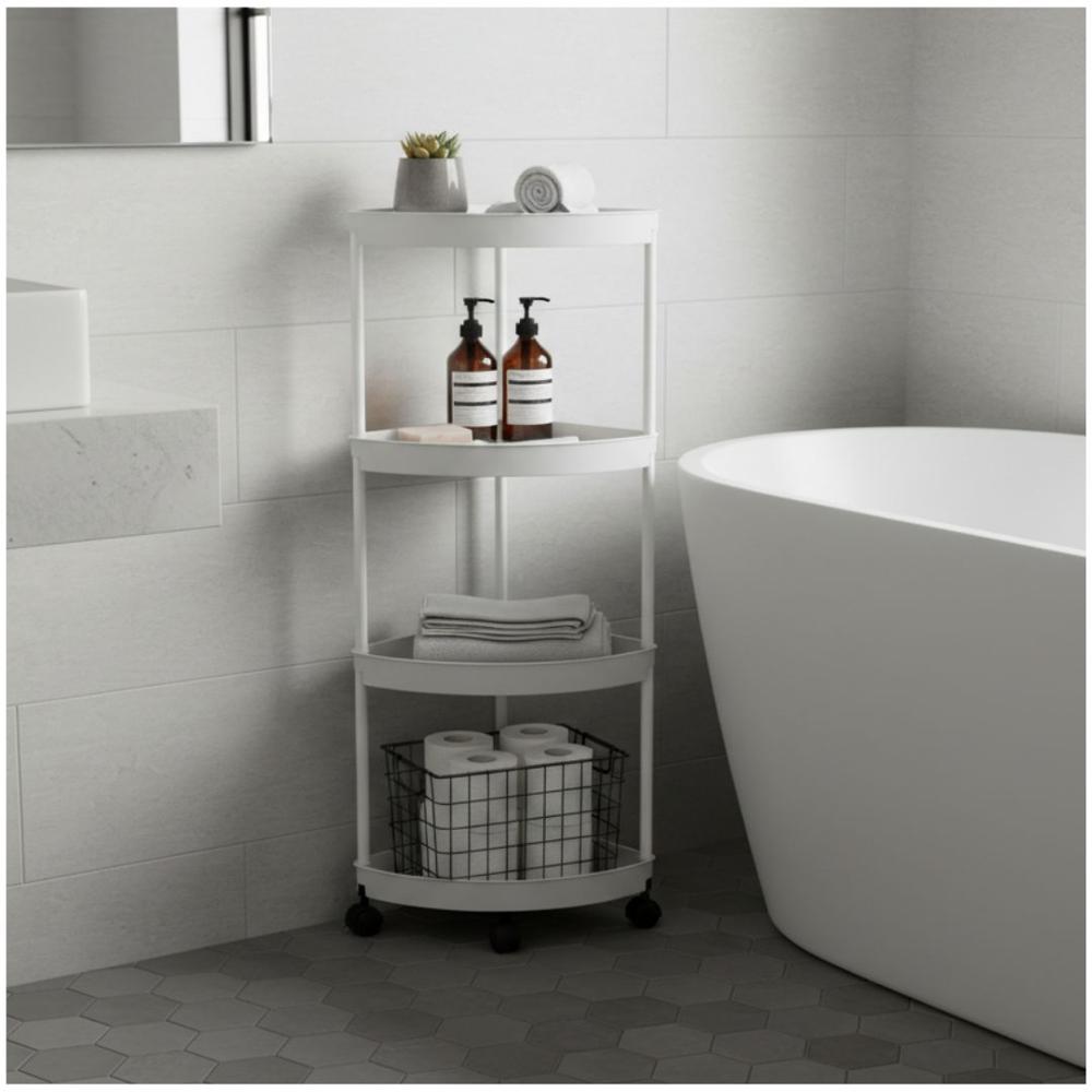 Estante Carrito Organizador Esquinero Multiusos de 4 Niveles con Ruedas 88x35x25cm Blanco