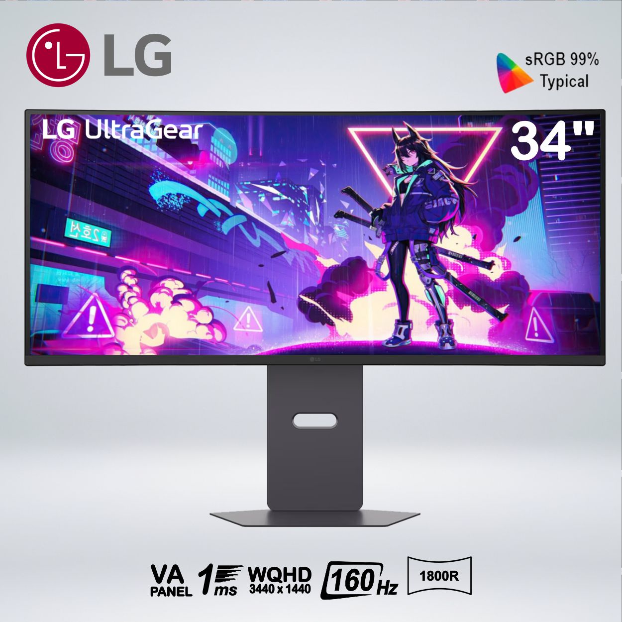 MONITOR CURVO 34G600A-B ULTRAGEAR WQHD 34 VA 160hz 1ms HDR10 1800R G-SYNC