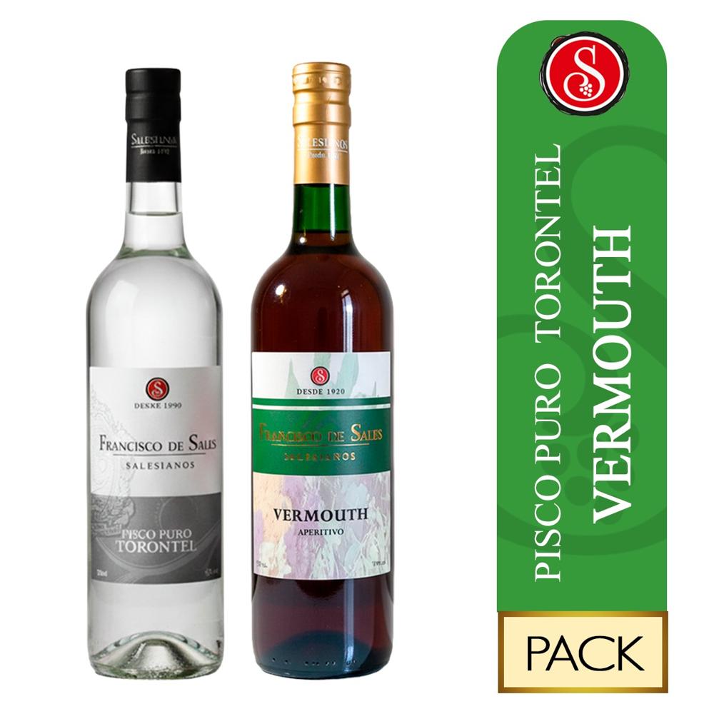 Pisco Torontel Francisco de sales x 700 ml y Vino Vermouth x 750 ml.